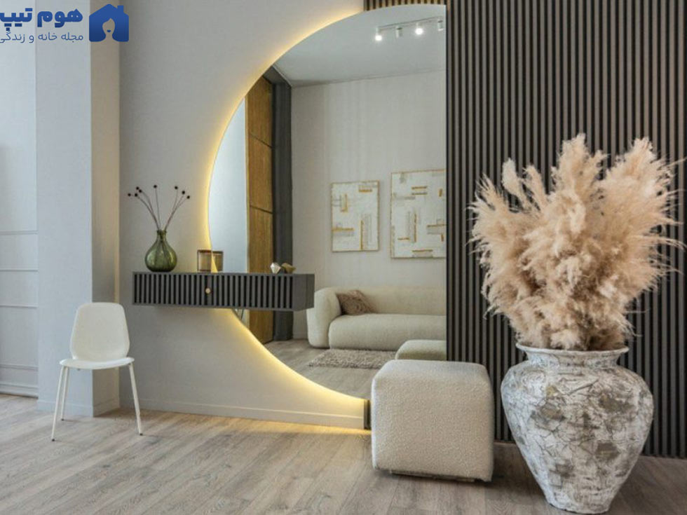 استفاده از آینه در فضای نشیمن لوکس - هوم تپپس