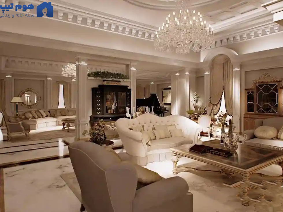 استفاده از گچبری در فضای نشیمن - هوم تیپس